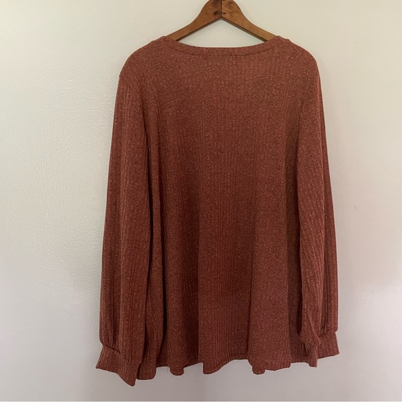 Haptics Burnt Orange/Brown Long Sleeve Blouse - Picture 2 of 4